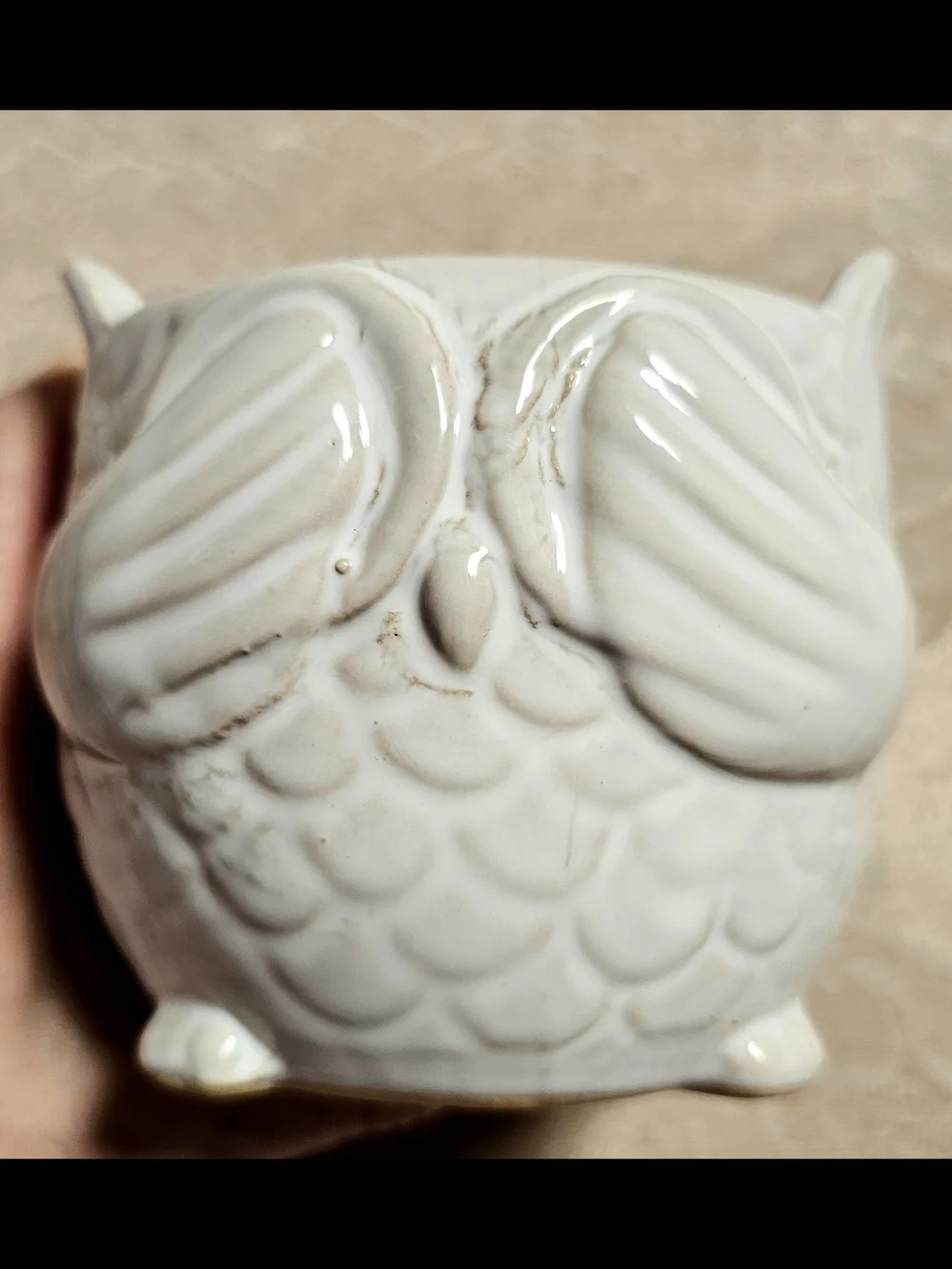 Mini White Ceramic Owl Planter Pot Succulent Pot 
